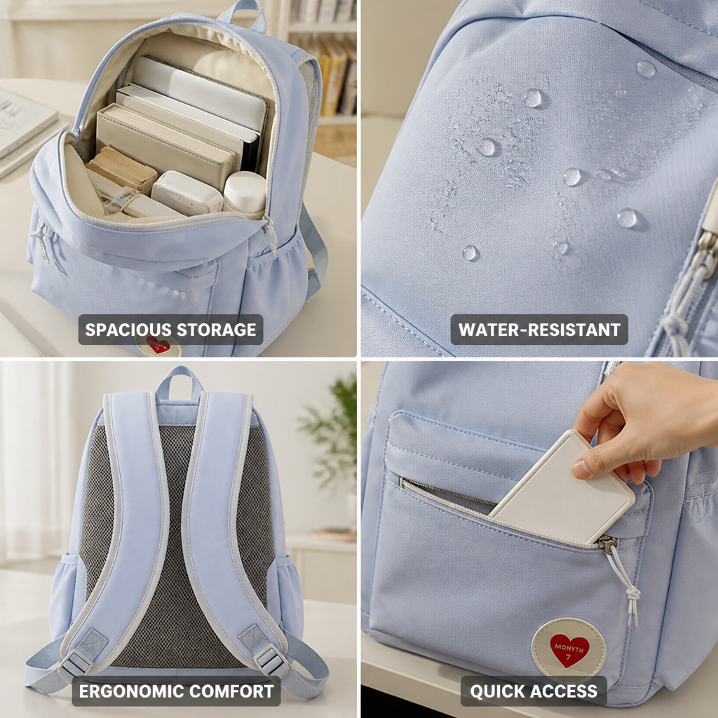 Vettä hylkivä ergonominen koulureppu | elesira