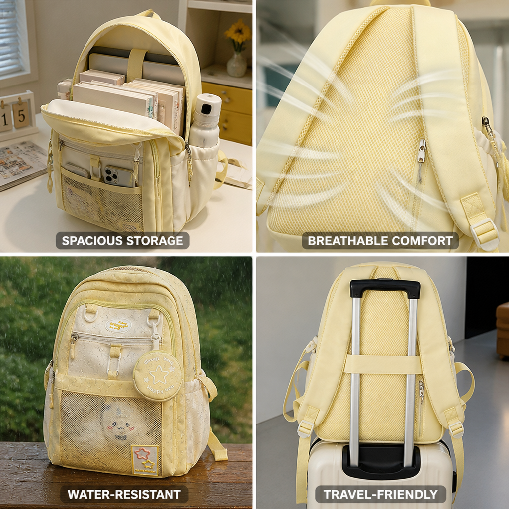 Water-Resistant Multi-Compartment School Backpack (Laptop Sleeve) | elesira