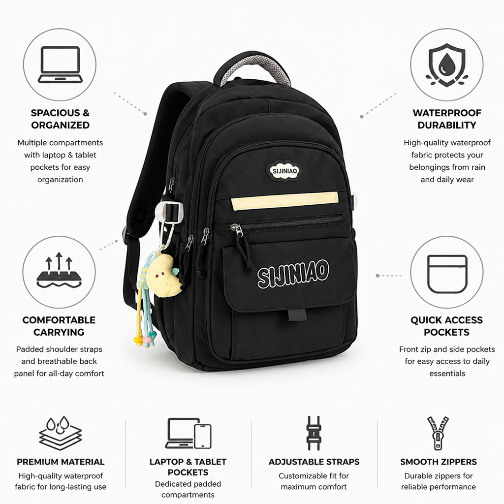 Wasserdichter Schulrucksack in Tropfenform (Laptop- und Tablet-Fächer) | elesira
