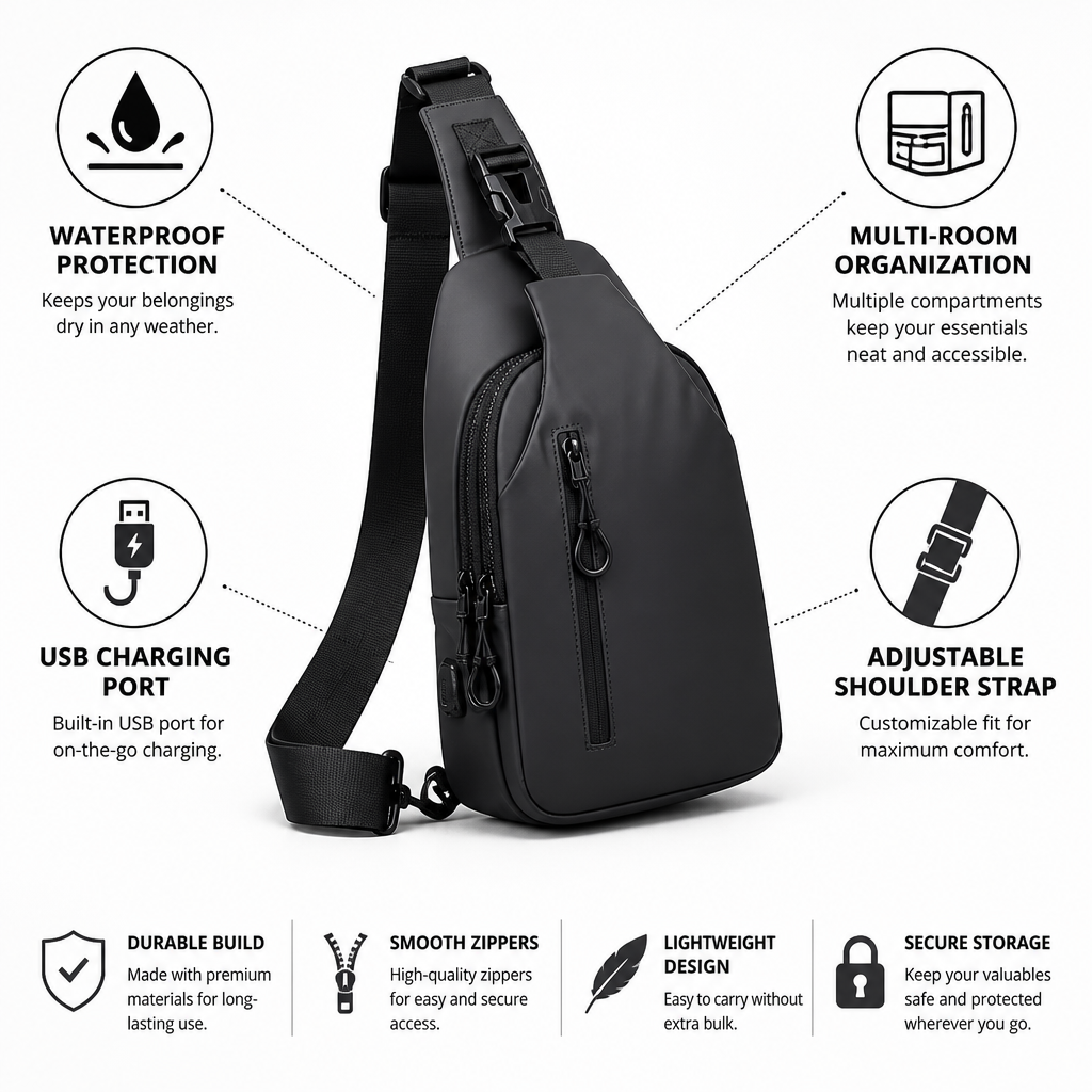 Waterproof USB-Charging Multi-Compartment Explorer Bag | elesira
