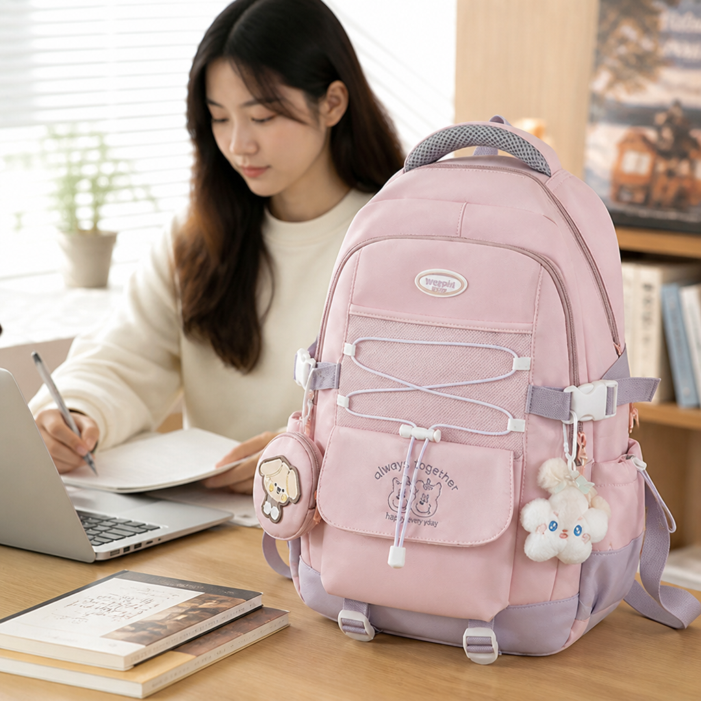 Zaino scolastico resistente all'usura con più scomparti (spallacci imbottiti) | elesira