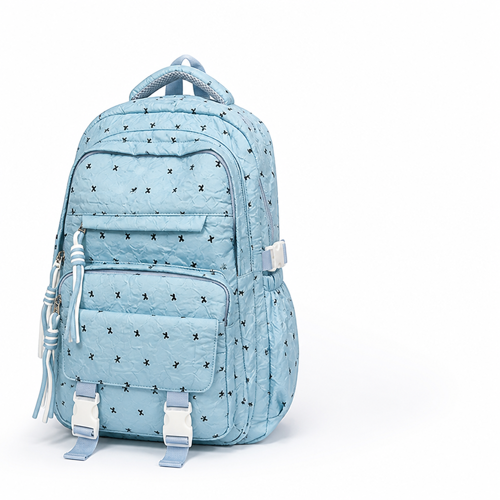 Zaino scolastico trapuntato e resistente all’usura con più scomparti (spallacci imbottiti) | elesira