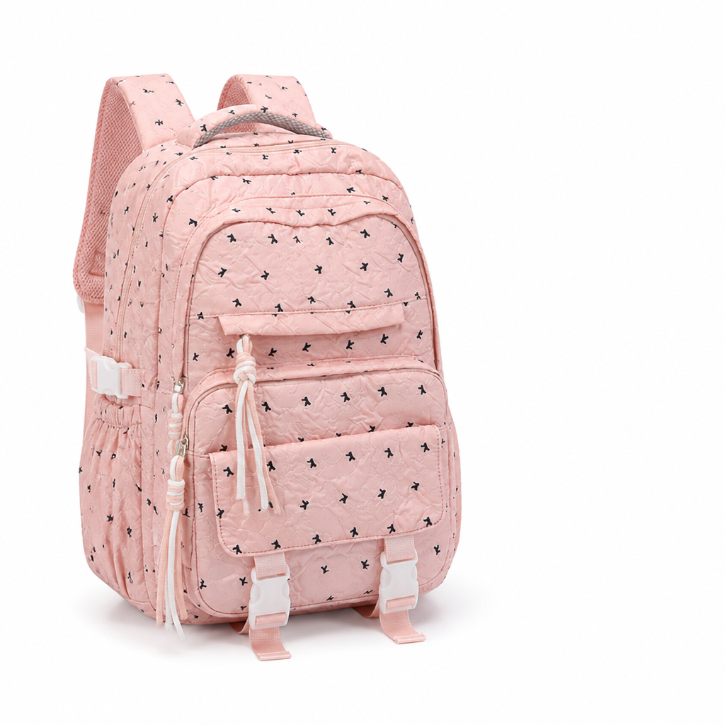 Zaino scolastico trapuntato e resistente all’usura con più scomparti (spallacci imbottiti) | elesira
