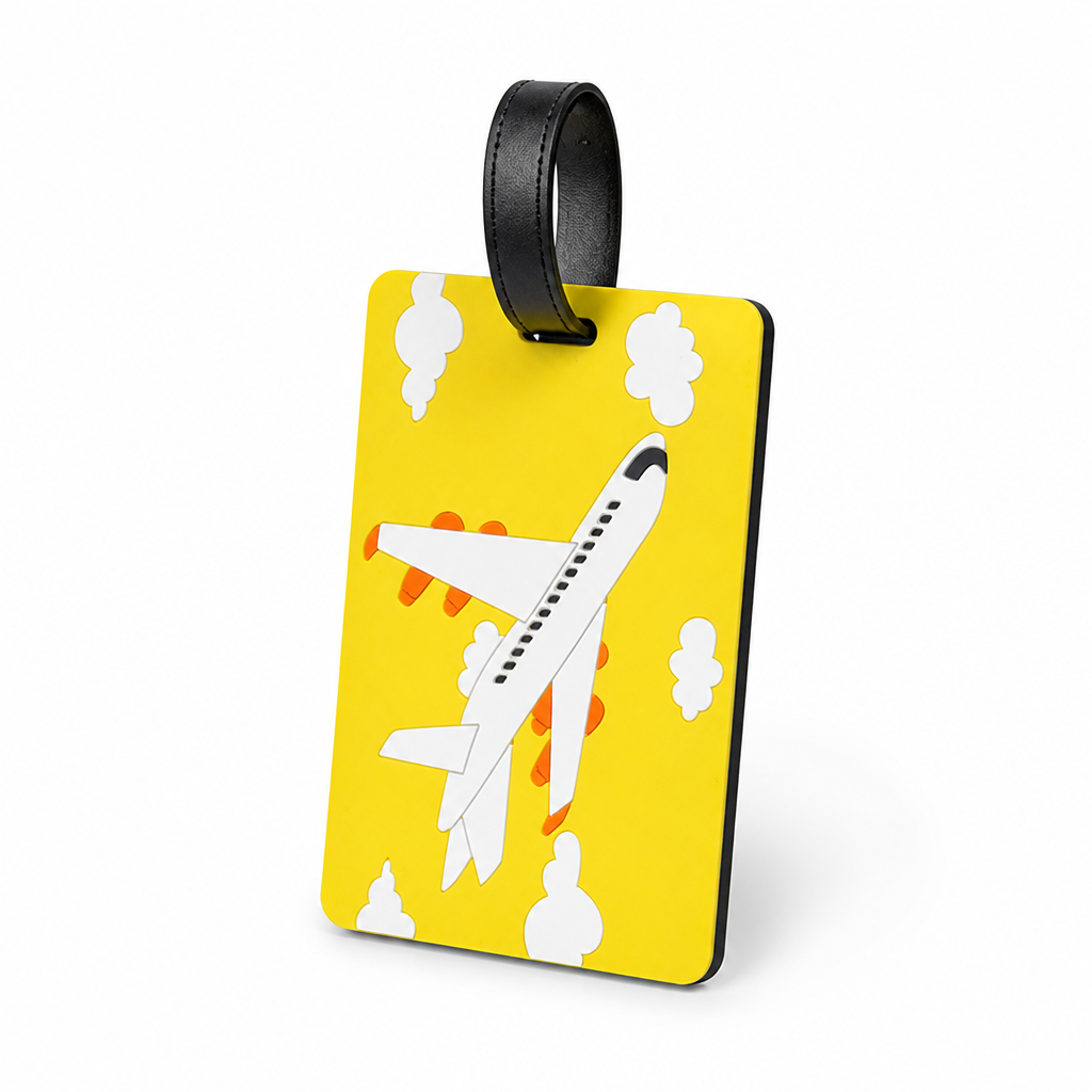 Weather-Resistant Bright Airplane Luggage Tag (Writable Back, Secure Strap) | elesira