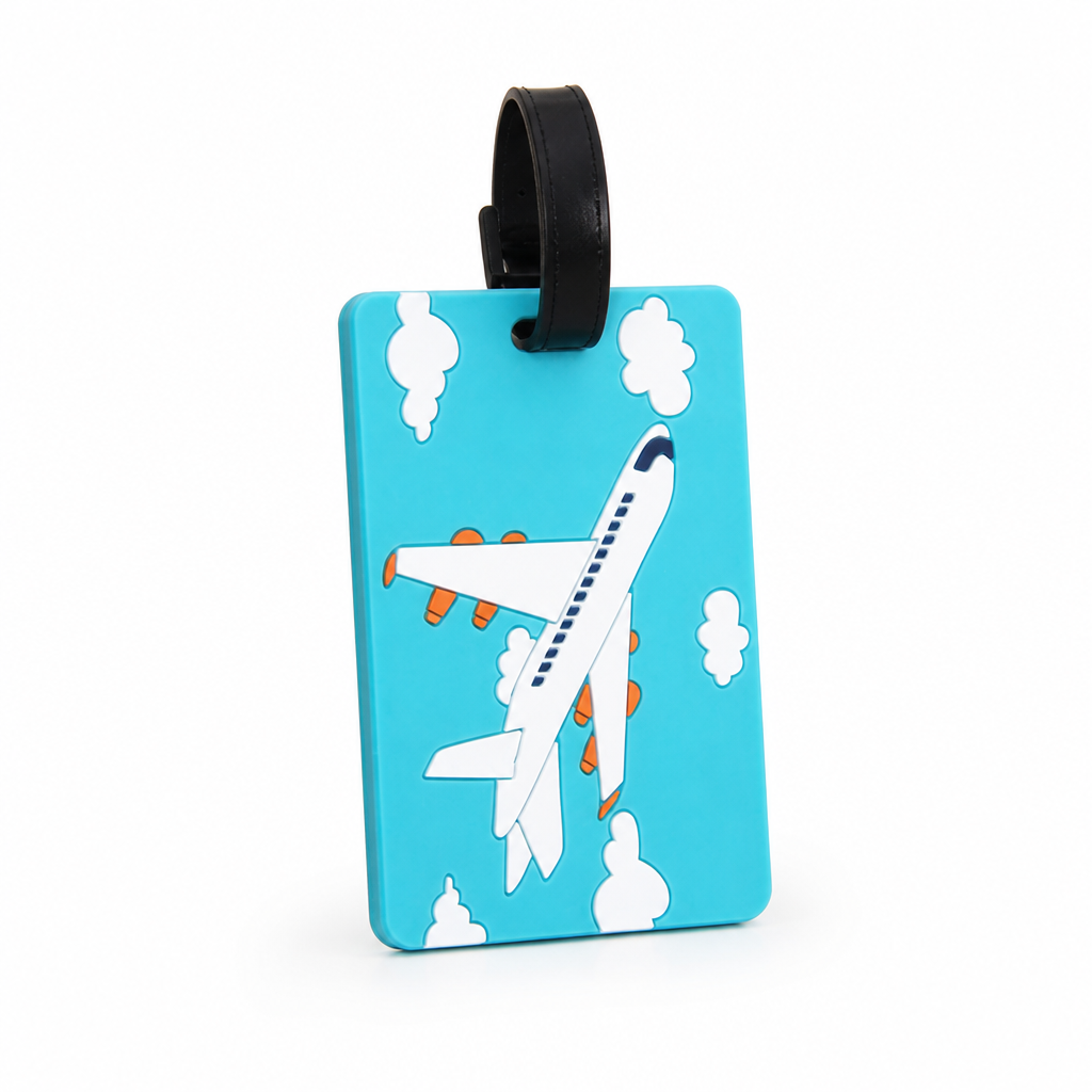 Weather-Resistant Bright Airplane Luggage Tag (Writable Back, Secure Strap) | elesira