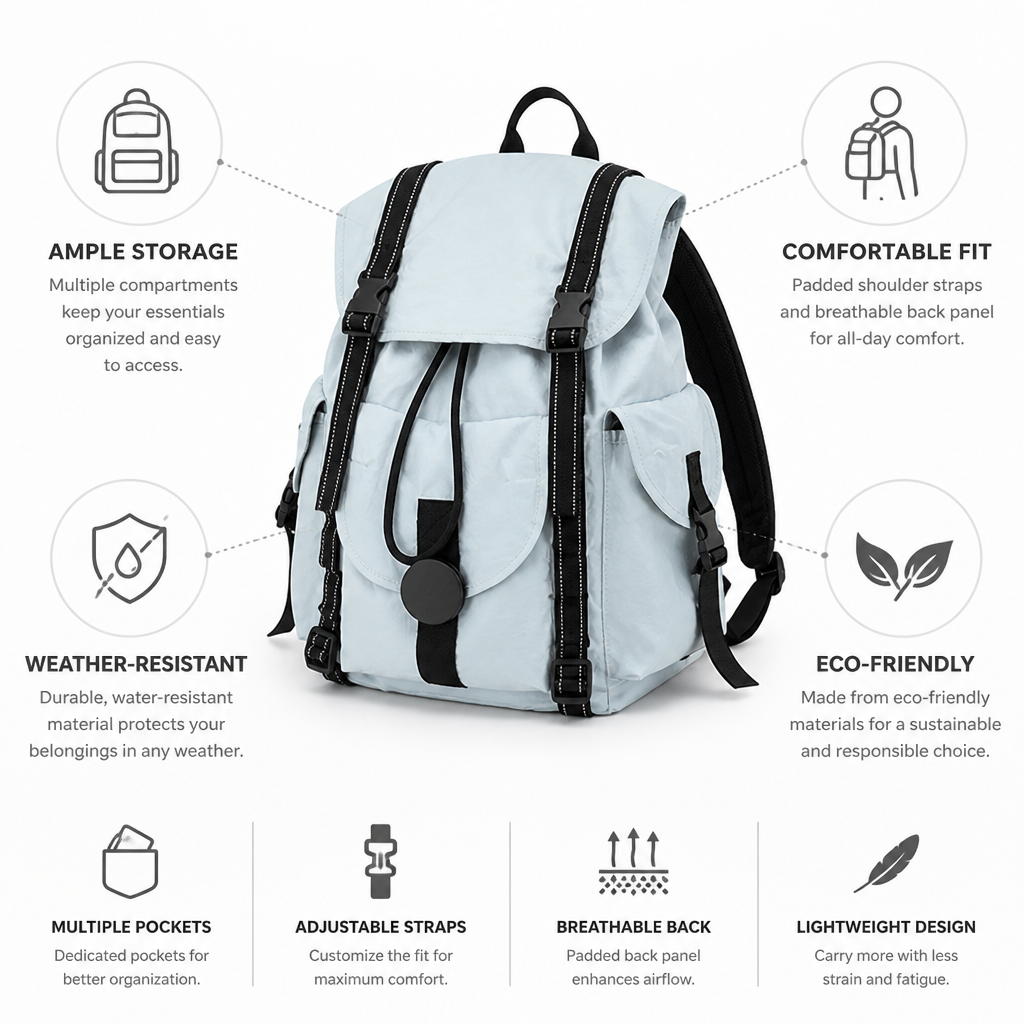 Mochila resistente a las inclemencias del tiempo con múltiples compartimentos (para la escuela y el senderismo) | elesira