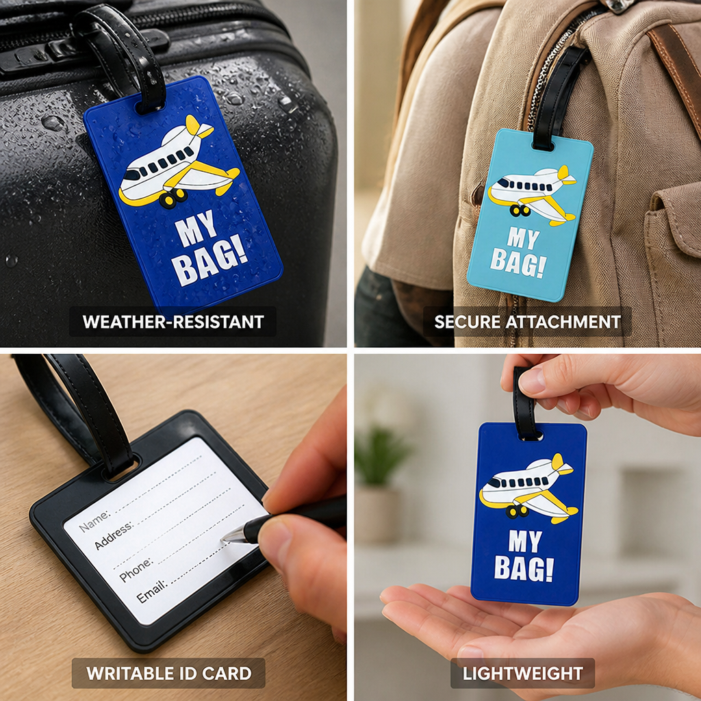 Étiquette de bagage résistante aux intempéries et sécurisée (carte d’identification inscriptible) | elesira
