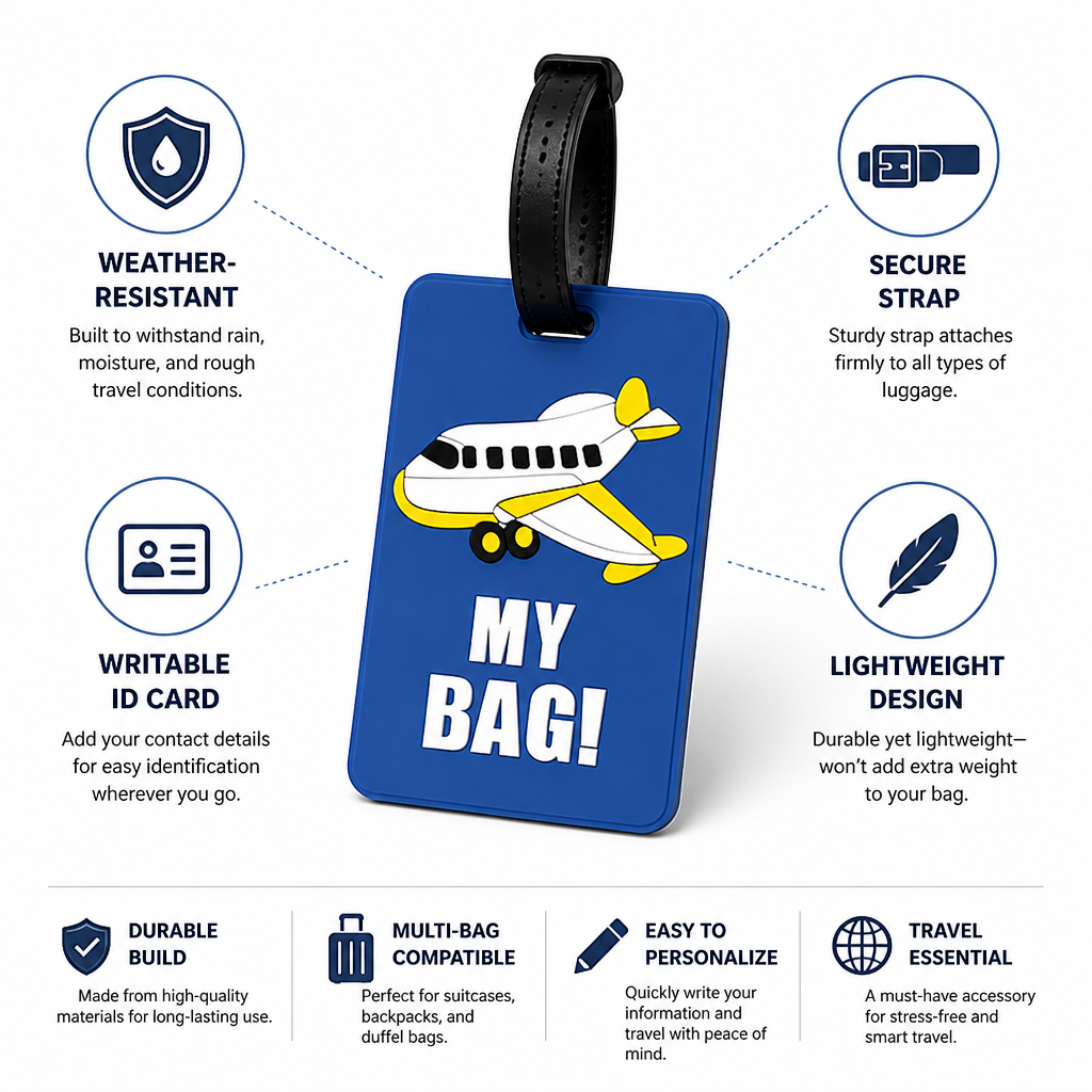Étiquette de bagage résistante aux intempéries et sécurisée (carte d’identification inscriptible) | elesira