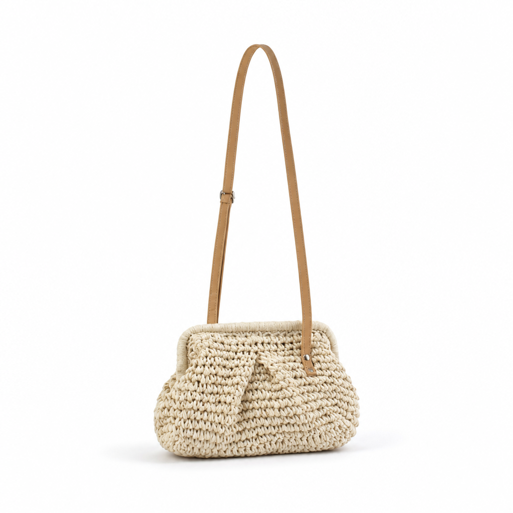 Sac à bandoulière réglable en fibres naturelles tressées | elesira