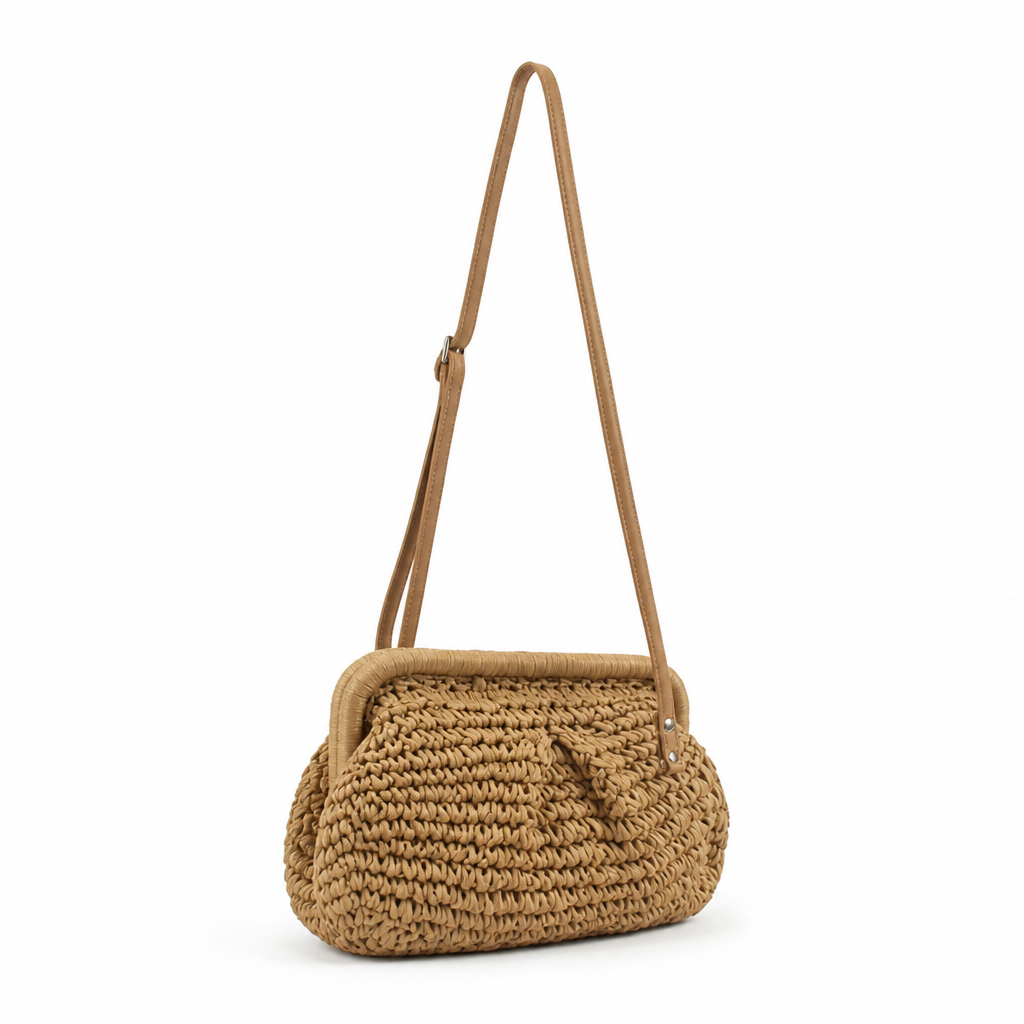 Sac à bandoulière réglable en fibres naturelles tressées | elesira