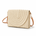 Woven Natural Fiber Round Flap Crossbody Bag (Adjustable Strap) | elesira