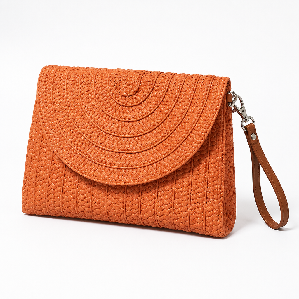 Woven Natural Fiber Round Flap Crossbody Bag (Adjustable Strap) | elesira