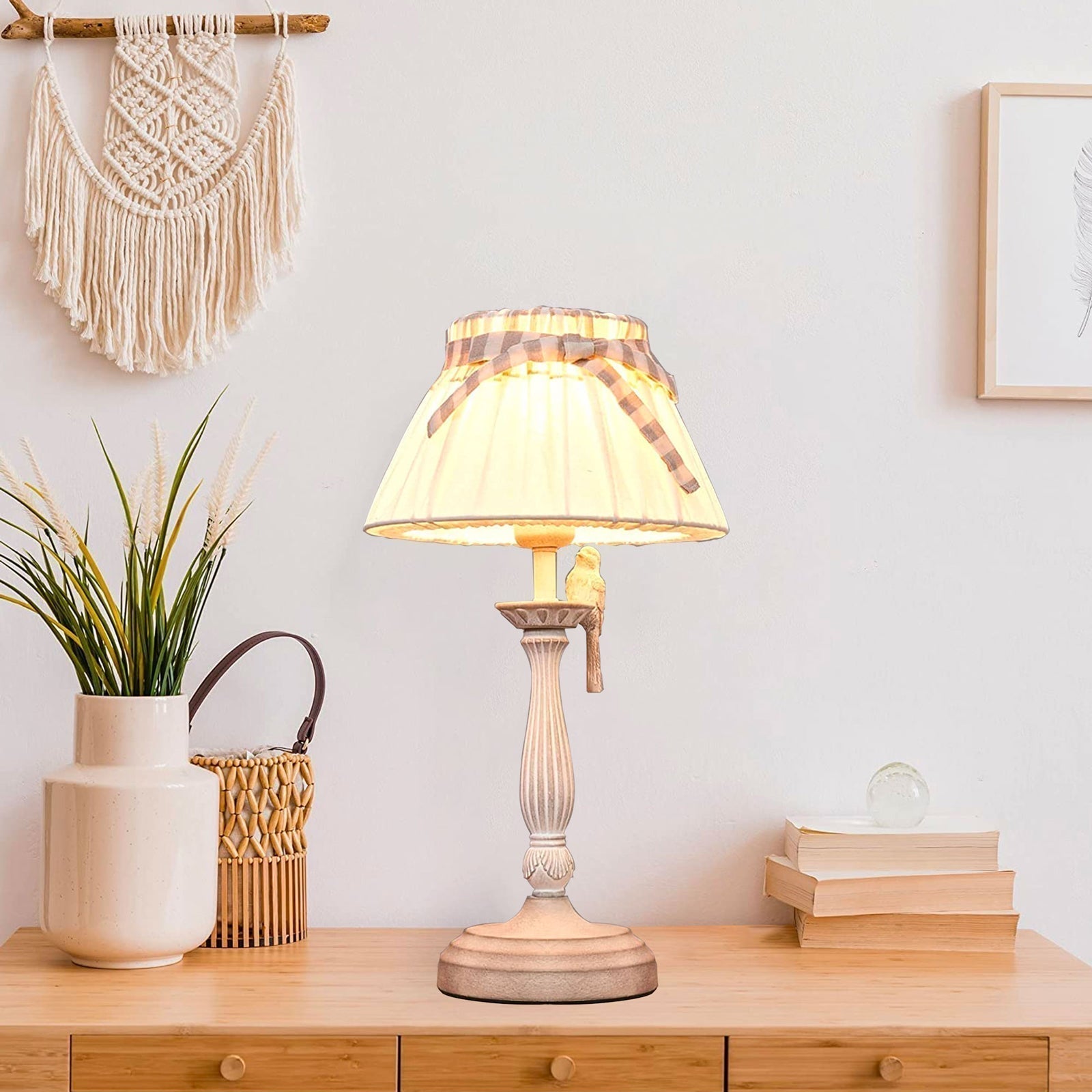 Boho Table Lamp with Fabric Shade | elesira