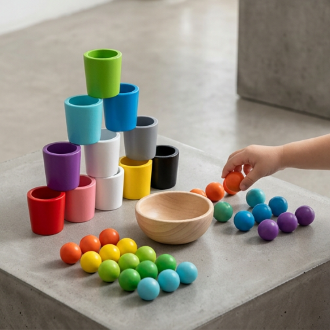Fa színválogató játék kisgyermekeknek – Montessori oktatójáték | elesira