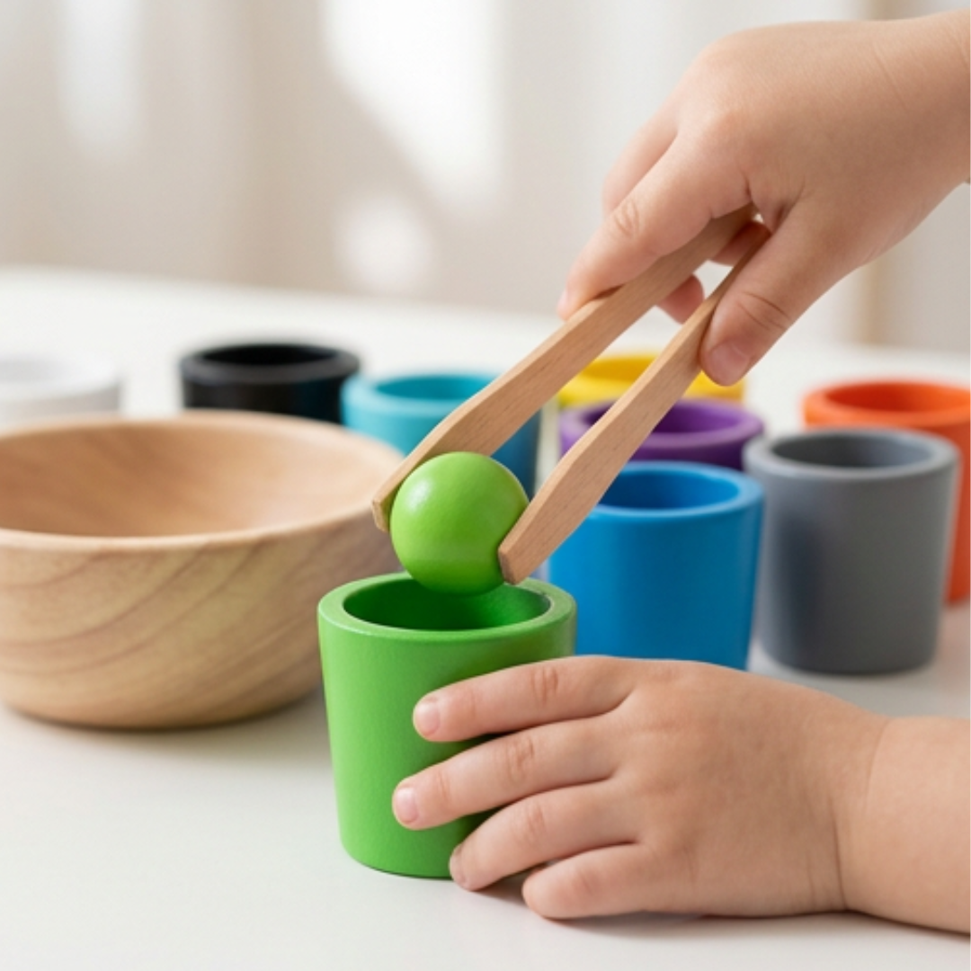 Fa színválogató játék kisgyermekeknek – Montessori oktatójáték | elesira