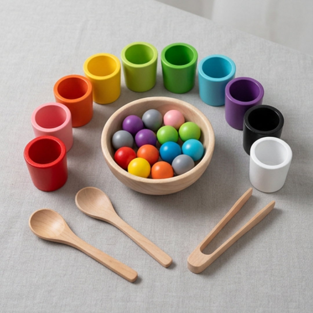 Fa színválogató játék kisgyermekeknek – Montessori oktatójáték | elesira