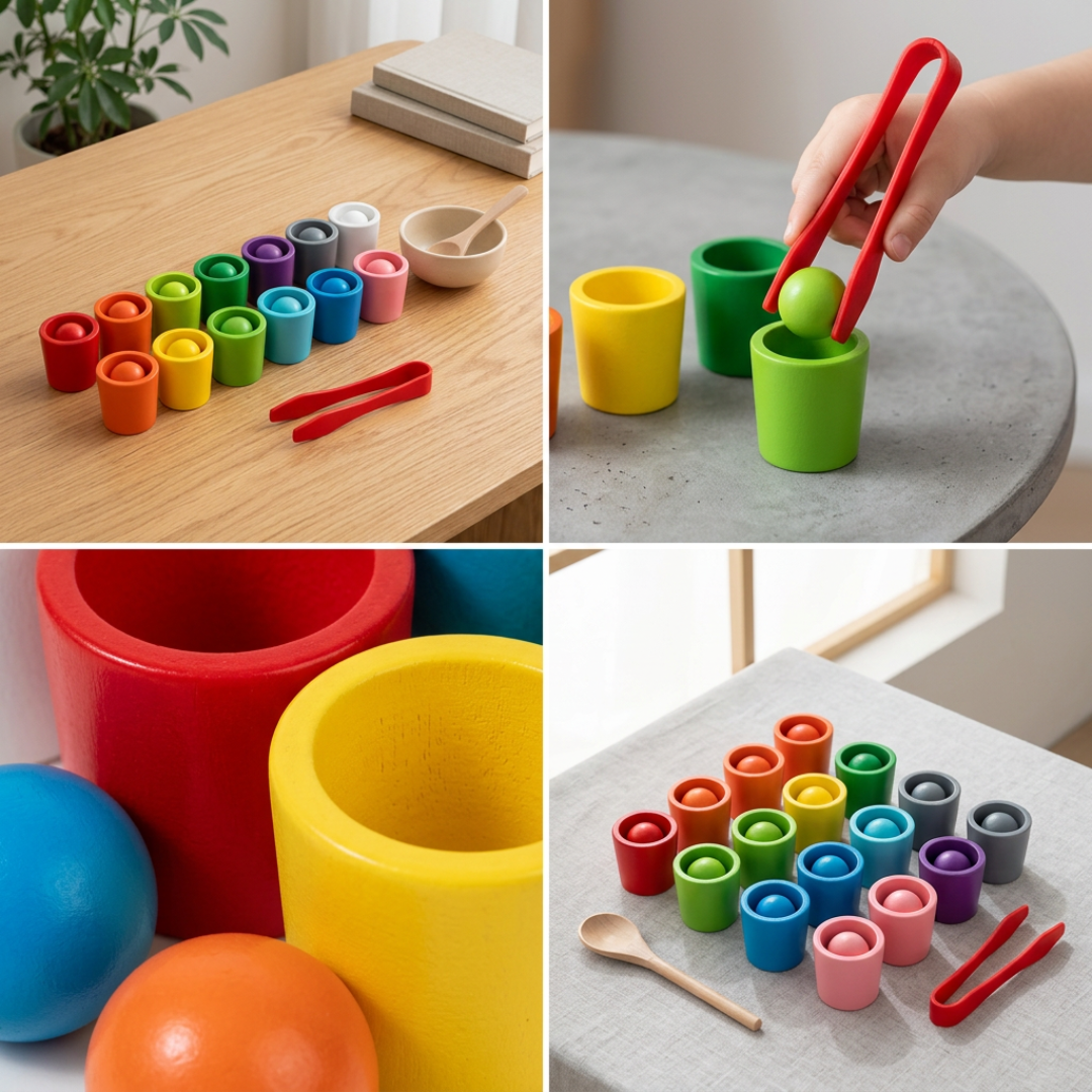 Fa színválogató játék kisgyermekeknek – Montessori oktatójáték | elesira