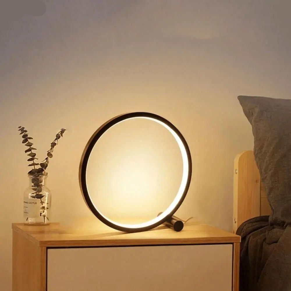 Elegant LED-cirkelbordlampe med touchbetjening og varmt lys | elesira