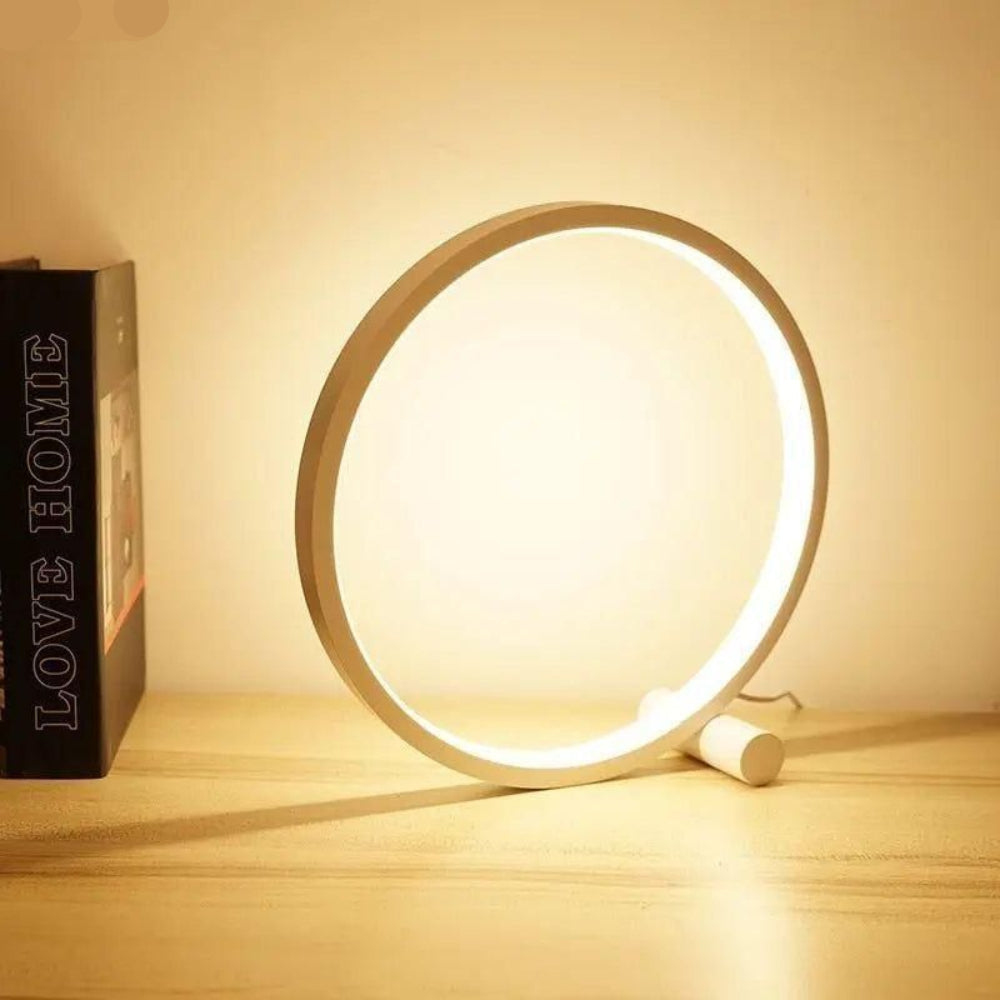 Elegant LED-cirkelbordlampe med touchbetjening og varmt lys | elesira