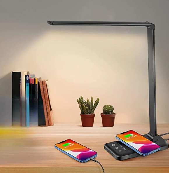 Strakke verstelbare led-bureaulamp met USB-opladen voor thuis en kantoor | elesira