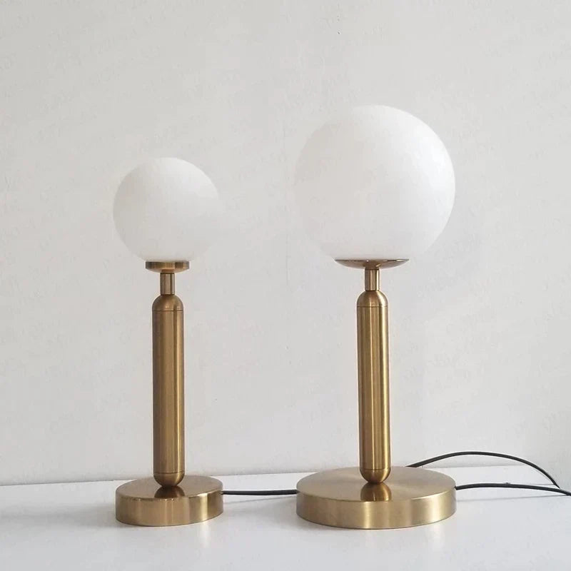 Brass Table Lamp with LED Glass Ball - Elegant and Modern | BrassGlow | elesira