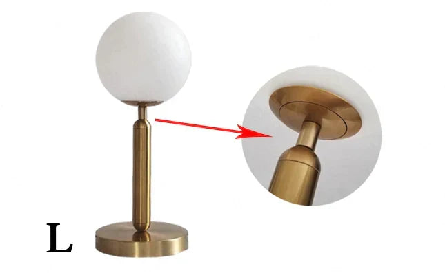 Brass Table Lamp with LED Glass Ball - Elegant and Modern | BrassGlow | elesira