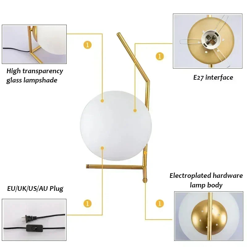 ClearEleganz - Moderne minimalistisk rund glasbordlampe | elesira