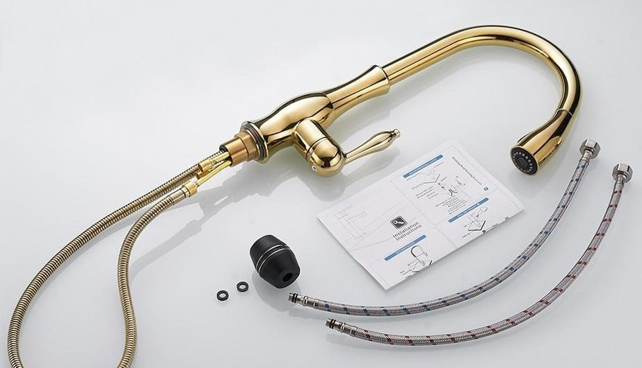 Sleek Pull-Down Kitchen Faucet with Reachable Spray Head | elesira