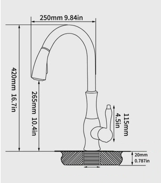 Sleek Pull-Down Kitchen Faucet with Reachable Spray Head | elesira
