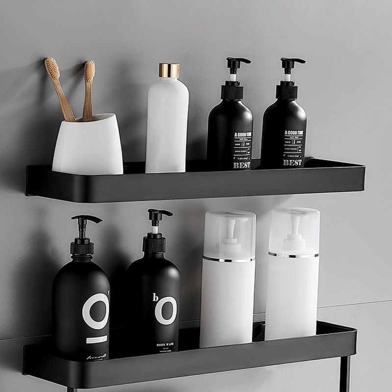 Sleek Matte Black Wall Shelf for Organized Bathrooms | elesira