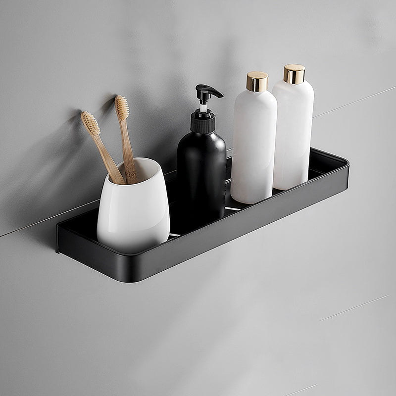 Sleek Matte Black Wall Shelf for Organized Bathrooms | elesira