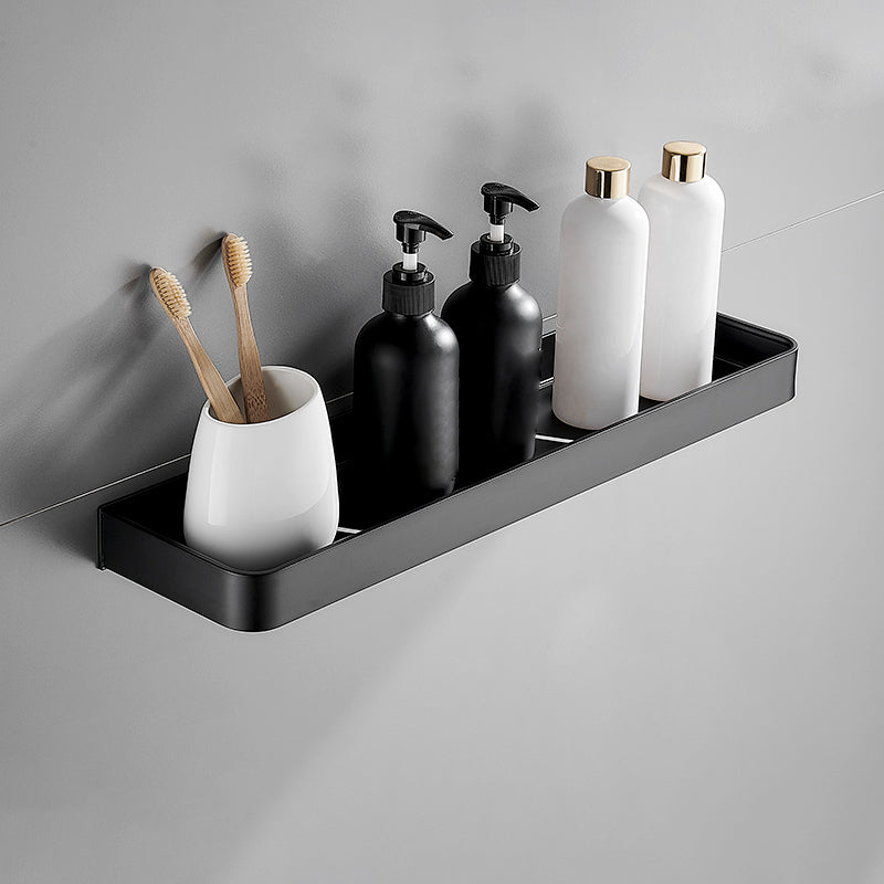 Sleek Matte Black Wall Shelf for Organized Bathrooms | elesira