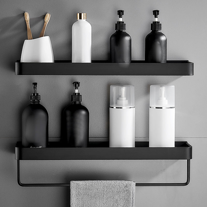 Sleek Matte Black Wall Shelf for Organized Bathrooms | elesira