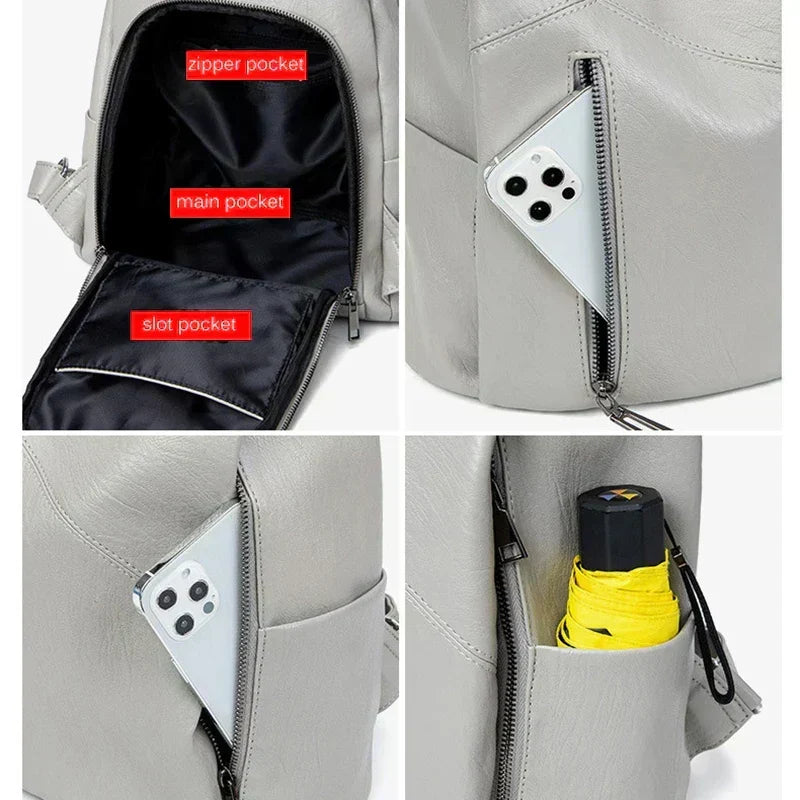 精致女士皮革旅行背包，配备安全功能 | elesira