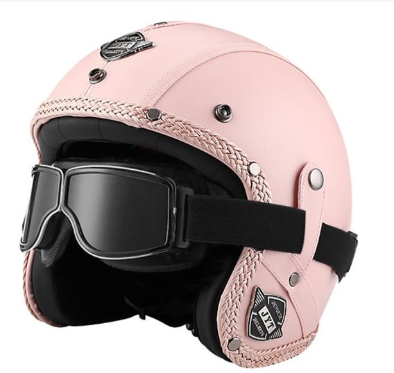 Casco da scooter dal fascino vintage con visiera parasole e finitura di lusso | elesira