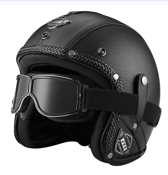 Casco da scooter dal fascino vintage con visiera parasole e finitura di lusso | elesira