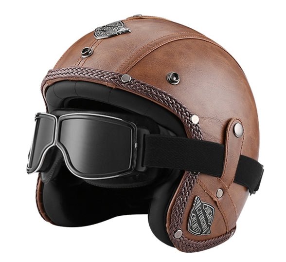 Scooterhelm met vintage charme, zonneklep en luxe afwerking | elesira