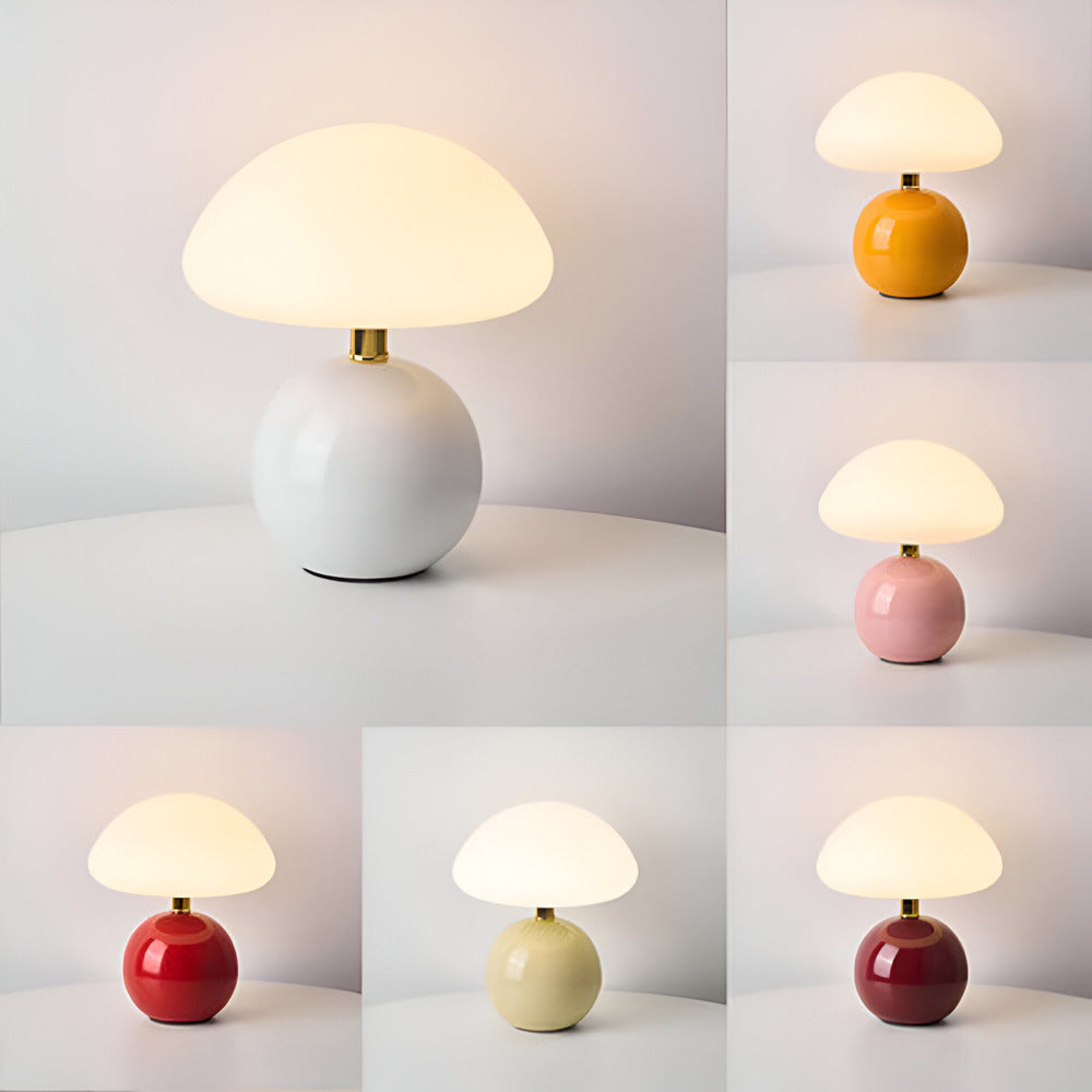 Lumera | Sleek Bauhaus Style Mushroom LED Table Lamp with Adjustable 3-Color Mood Lighting for Contemporary Interiors | elesira