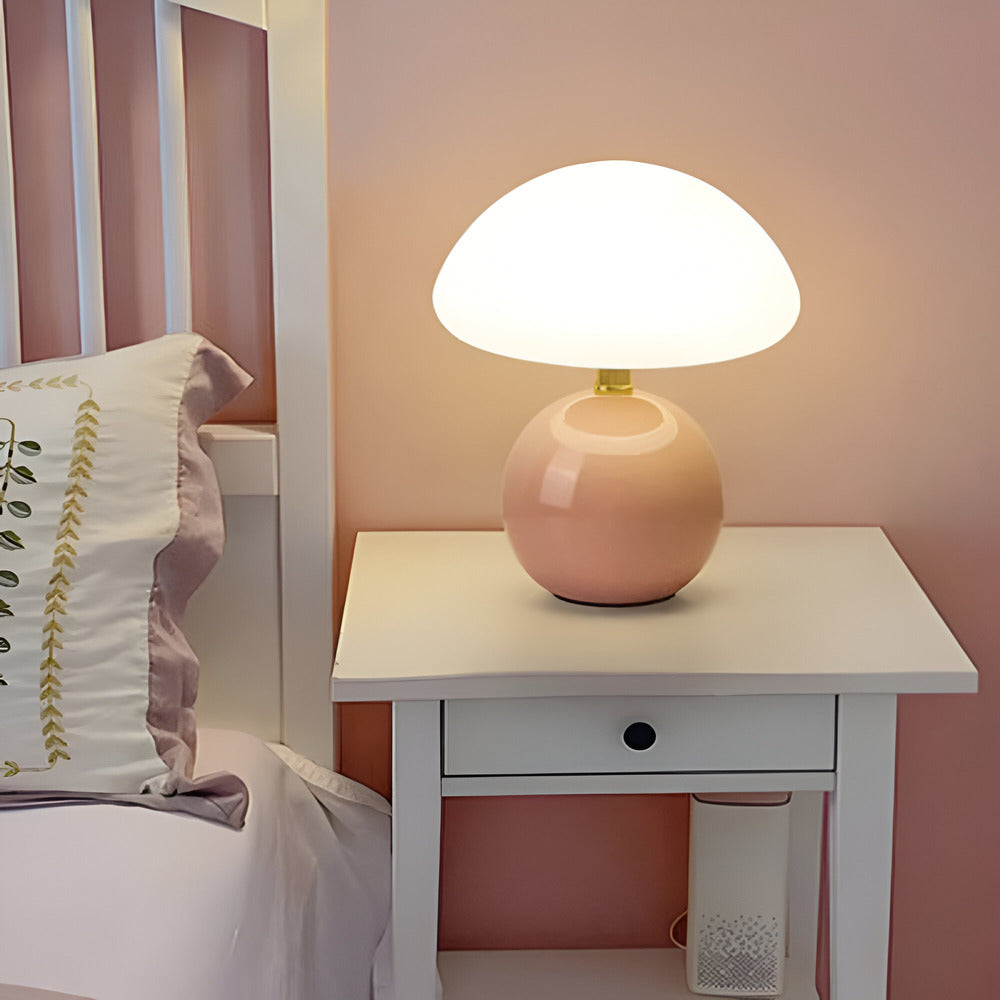 Lumera | Sleek Bauhaus Style Mushroom LED Table Lamp with Adjustable 3-Color Mood Lighting for Contemporary Interiors | elesira