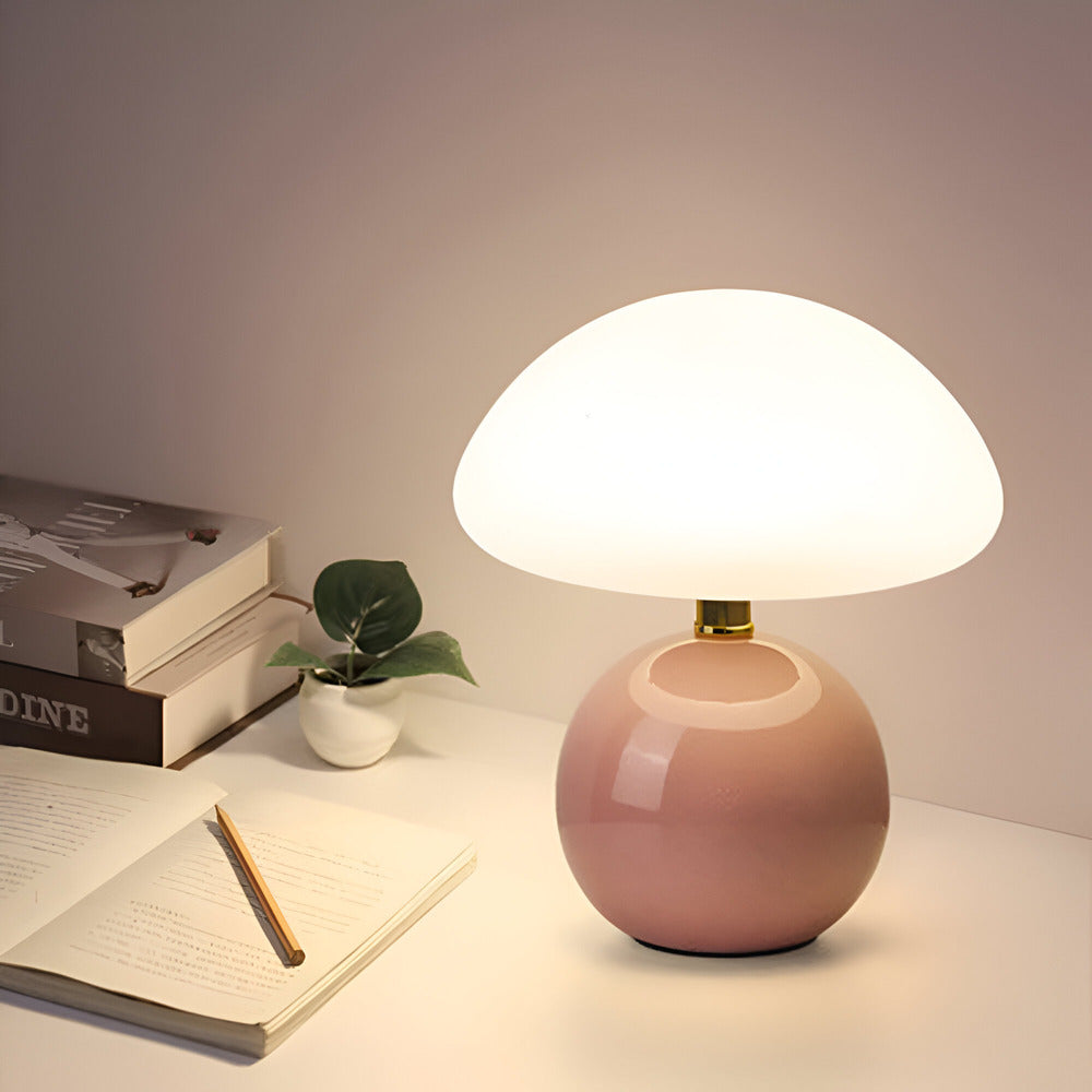 Lumera | Sleek Bauhaus Style Mushroom LED Table Lamp with Adjustable 3-Color Mood Lighting for Contemporary Interiors | elesira