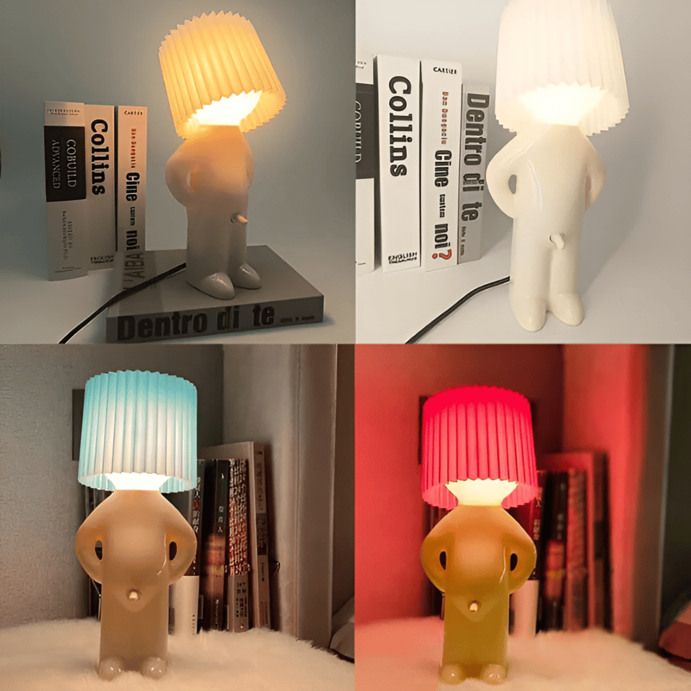 Mirova | Creative LED Table Lamp With Cute Shy Boy Figurine | elesira