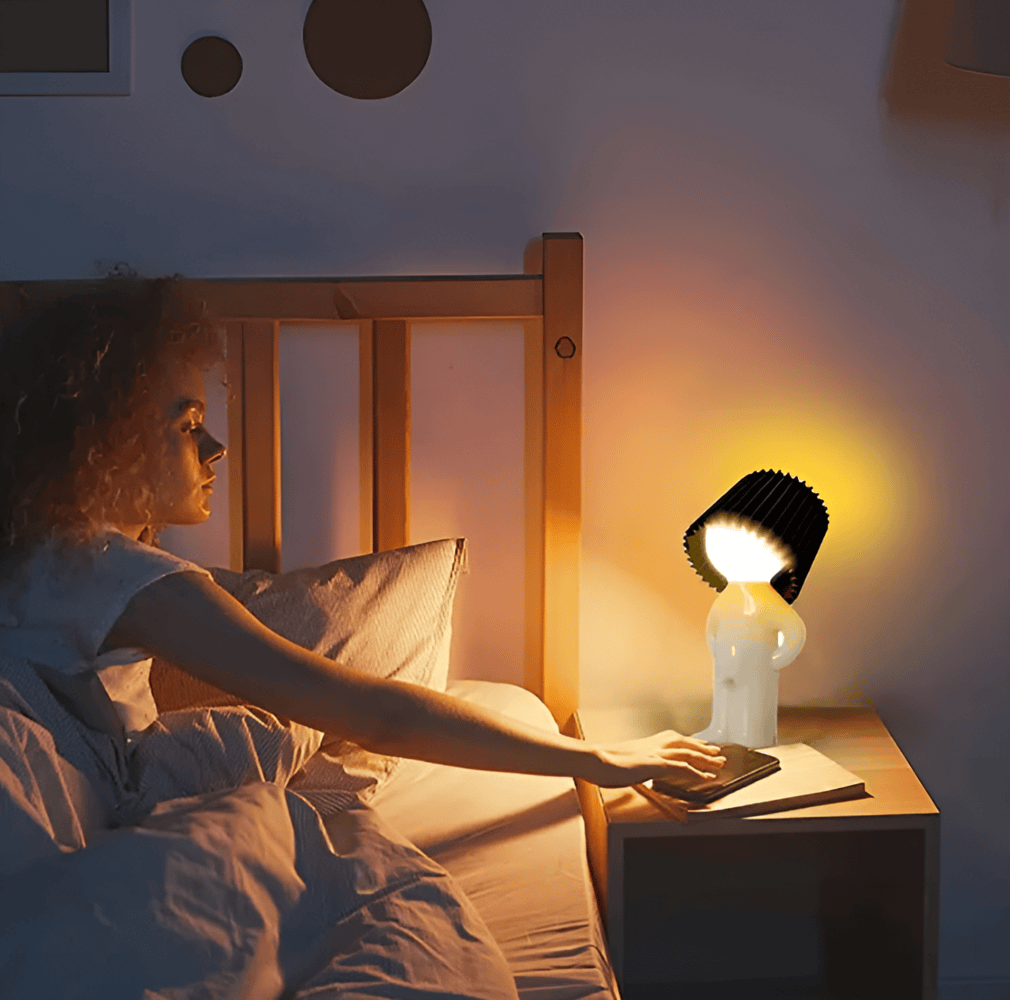 Mirova | Creative LED Table Lamp With Cute Shy Boy Figurine | elesira
