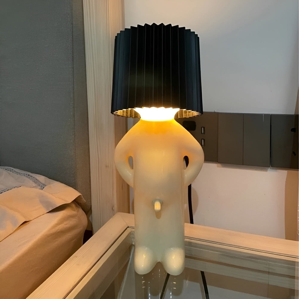 Mirova | Creative LED Table Lamp With Cute Shy Boy Figurine | elesira
