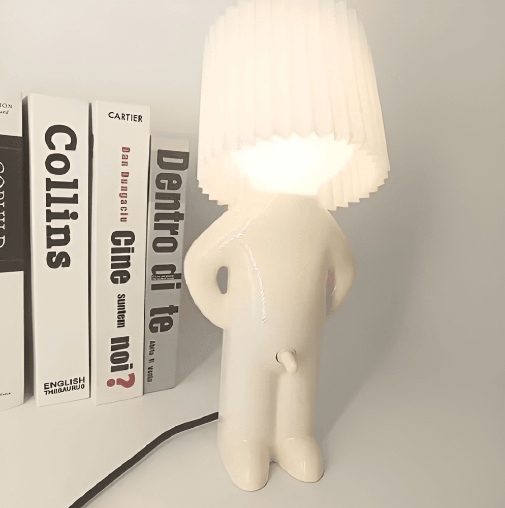Mirova | Creative LED Table Lamp With Cute Shy Boy Figurine | elesira