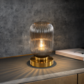 LumaRidge Table Lamp | Ribbed Nordic Glass LED Light for Warm, Elegant Rooms | elesira