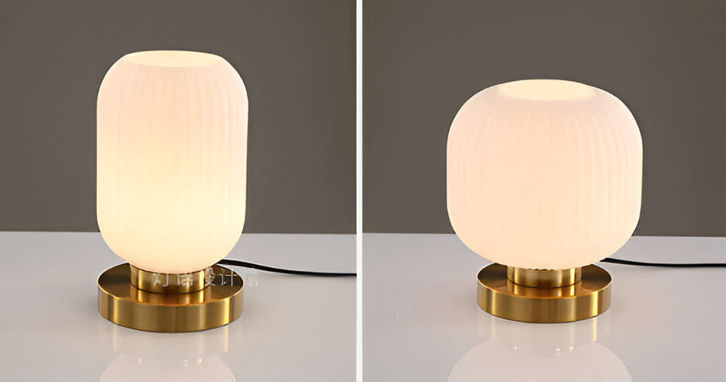 LumaRidge Table Lamp | Ribbed Nordic Glass LED Light for Warm, Elegant Rooms | elesira