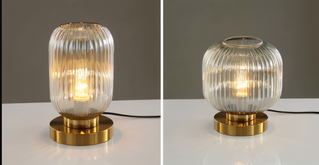 LumaRidge Table Lamp | Ribbed Nordic Glass LED Light for Warm, Elegant Rooms | elesira