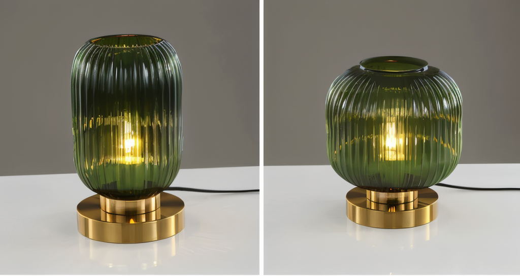 LumaRidge Table Lamp | Ribbed Nordic Glass LED Light for Warm, Elegant Rooms | elesira