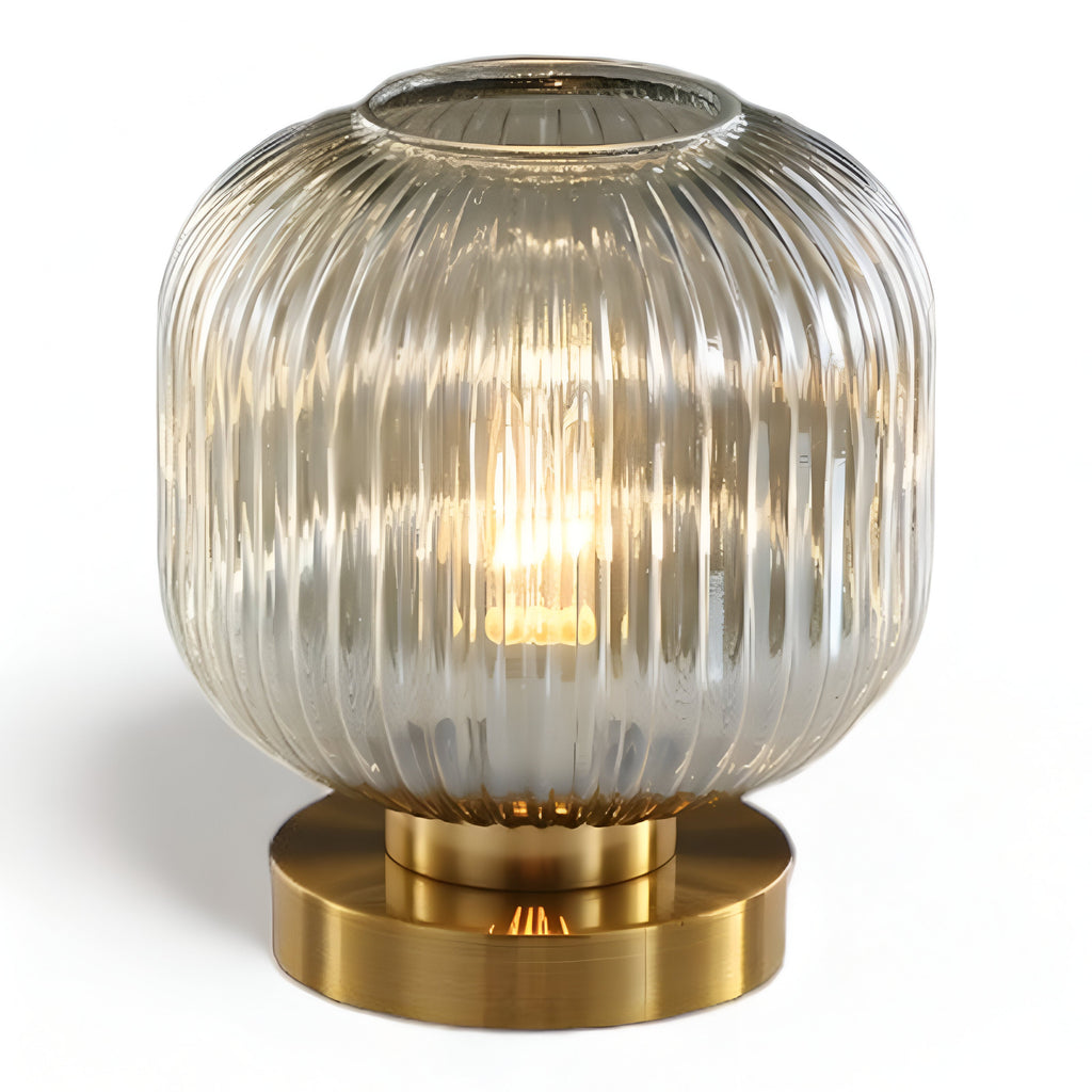 LumaRidge Table Lamp | Ribbed Nordic Glass LED Light for Warm, Elegant Rooms | elesira
