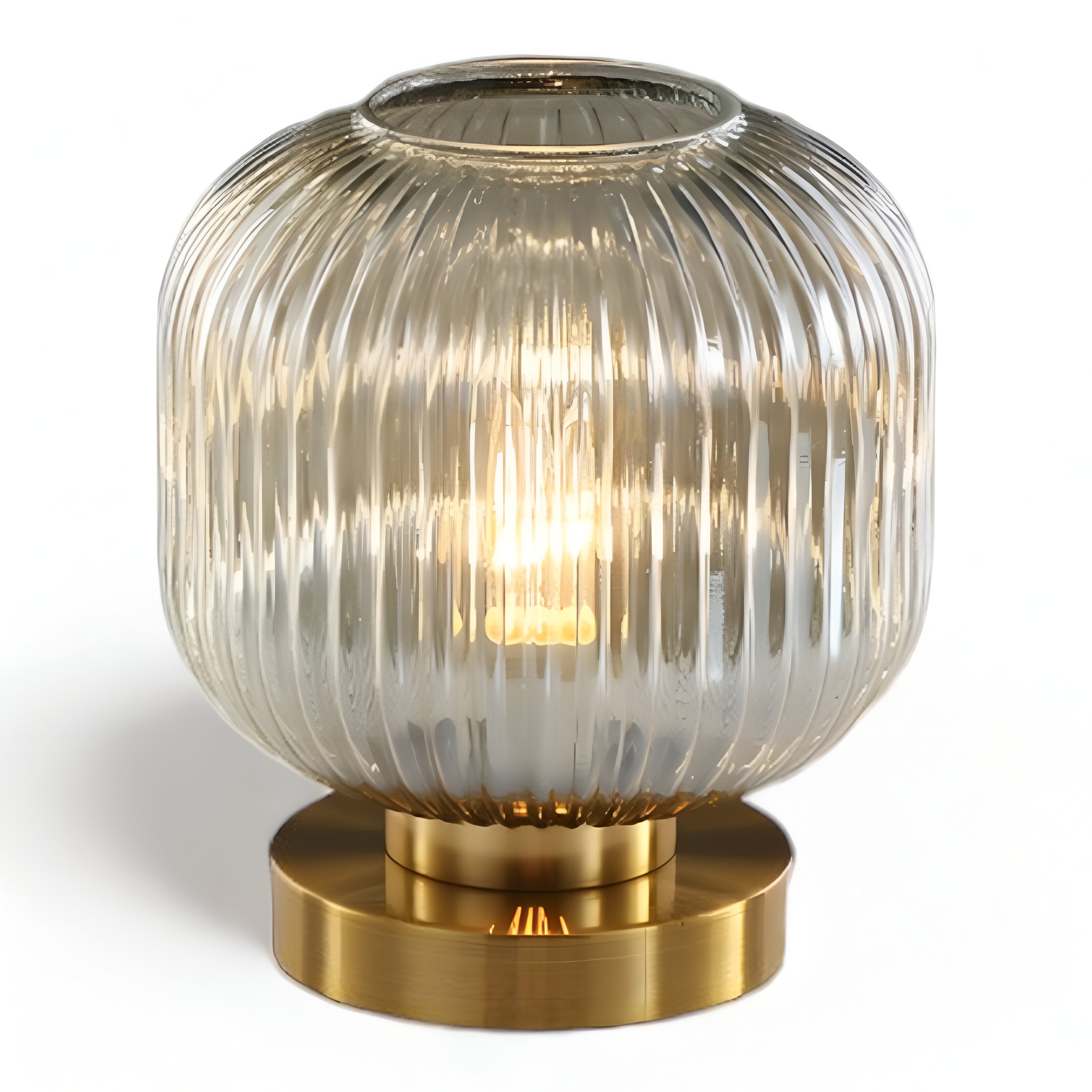 LumaRidge Table Lamp | Ribbed Nordic Glass LED Light for Warm, Elegant Rooms | elesira
